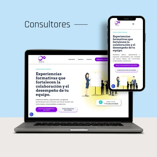 Muckup website hechoxmarchanta, consultores.